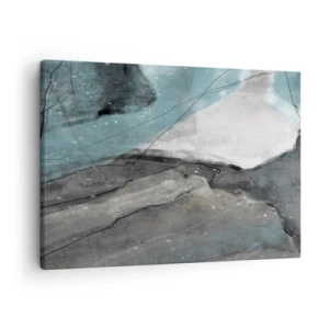 Cuadro sobre lienzo - Impresión de Imagen - Composición abstracta en tonos grises y azules. - 70x50cm - Abstracción: rocas y hielo - Decoración de pared moderna para salón y dormitorio ARTTOR