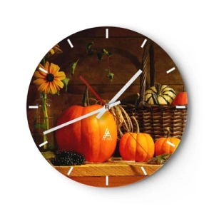 Reloj de pared - Reloj de vidrio - Composición rústica - regalos de otoño - 40x40 cm