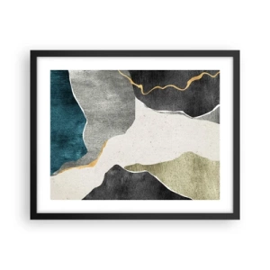 Póster en marco negro - Composición en mosaico con una hebra de oro - 50x40 cm