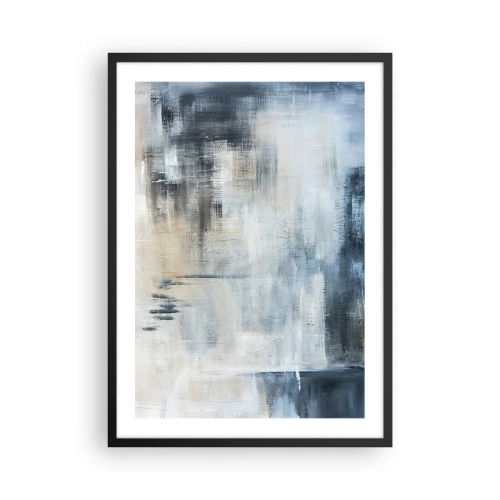 Póster en marco negro - Composición abstracta en tonos azules y beige. - 50x70cm - Detrás de un velo azul - Decoración de pared moderna para salón y dormitorio ARTTOR