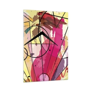 Cuadro sobre vidrio - Impresiones sobre Vidrio - Abstracción con líneas y formas geométricas. - 80x120cm - Explosión - Decoración de pared moderna para salón y dormitorio ARTTOR