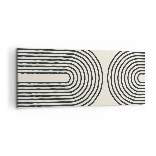 Cuadro sobre lienzo - Impresión de Imagen - Patrón geométrico abstracto con líneas simétricas sobre un fondo claro. - 120x50cm - Próximamente... - Decoración de pared moderna para salón y dormitorio ARTTOR