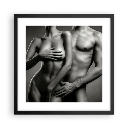 Póster en marco negro - Adán y Eva - 40x40 cm