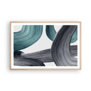 Póster en marco roble claro - Senderos esmeralda y negro - 91x61 cm