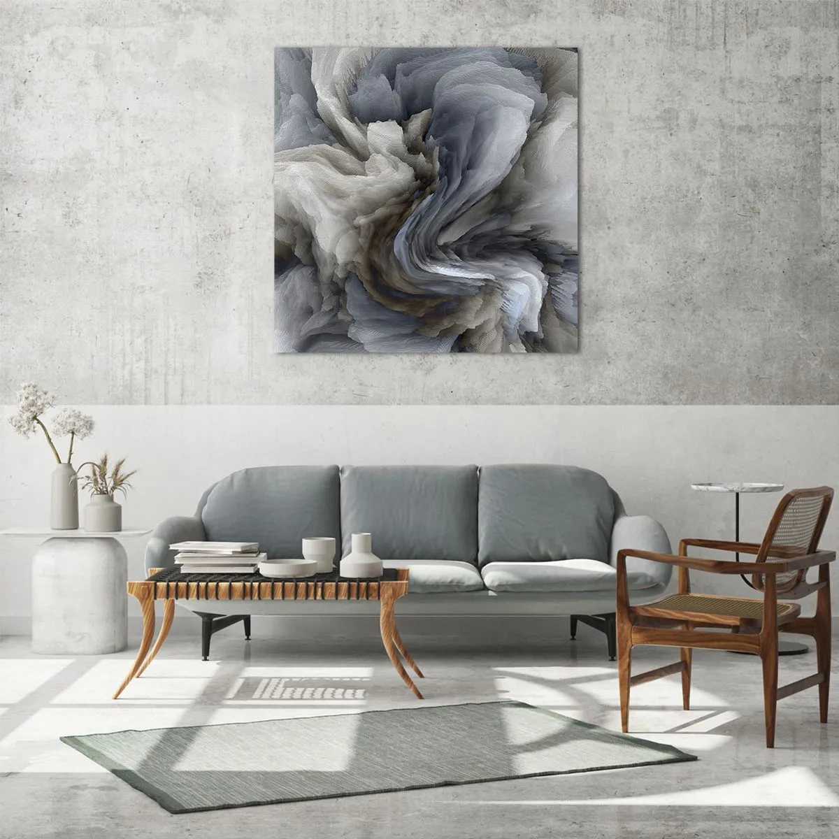 Cuadro sobre vidrio - Impresiones sobre Vidrio - Piedra y flor - 70x70 cm