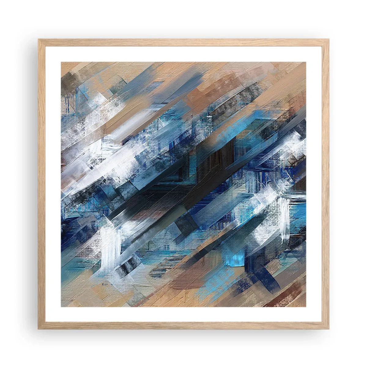 Póster en marco roble claro - En una inclinación azul - 60x60 cm