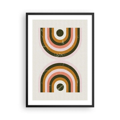 Póster en marco negro - Composición geométrica en estilo retro - 50x70cm - Abstracción gemela - Decoración de pared moderna para salón y dormitorio ARTTOR