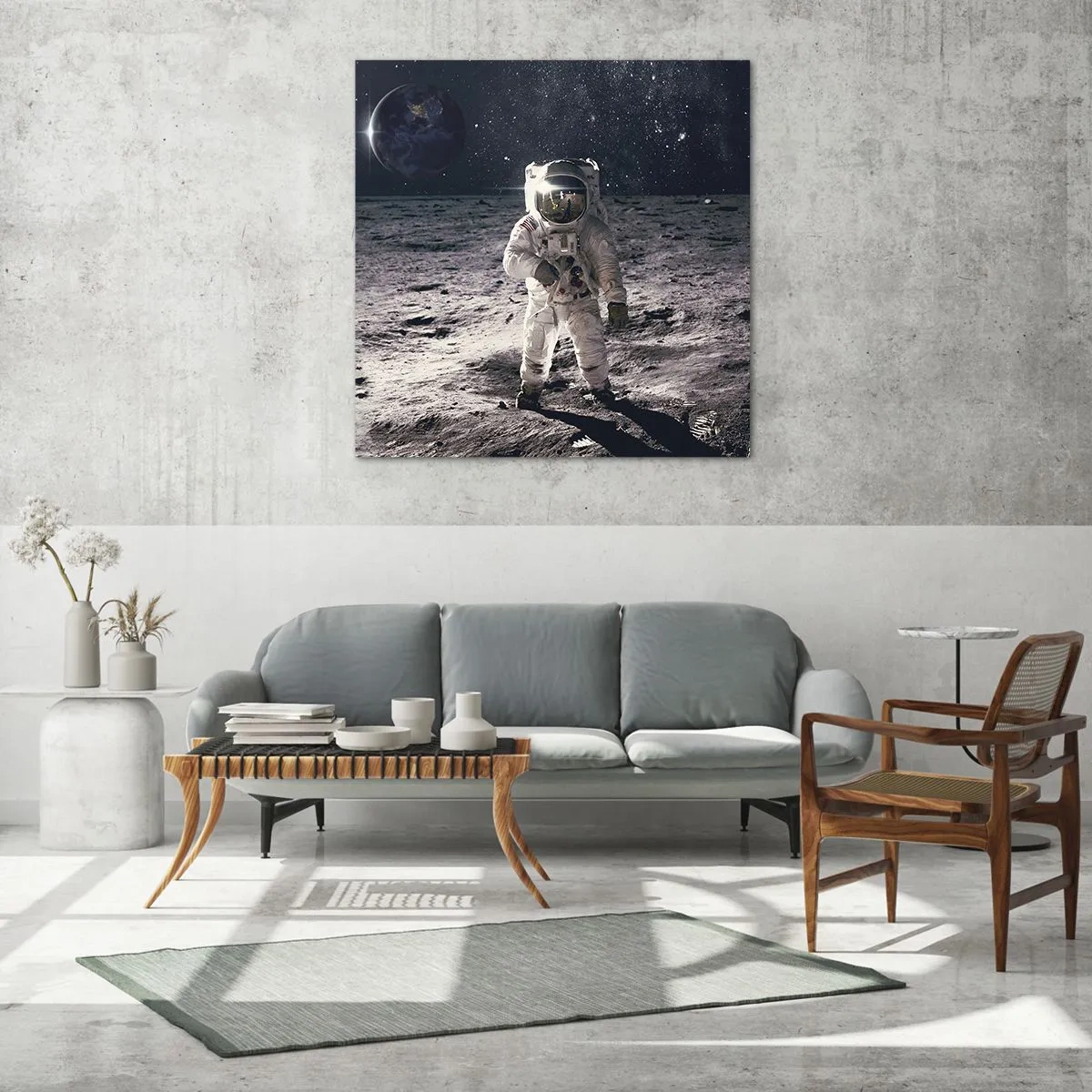 Cuadro sobre vidrio - Impresiones sobre Vidrio - Saludos desde la Luna - 30x30 cm