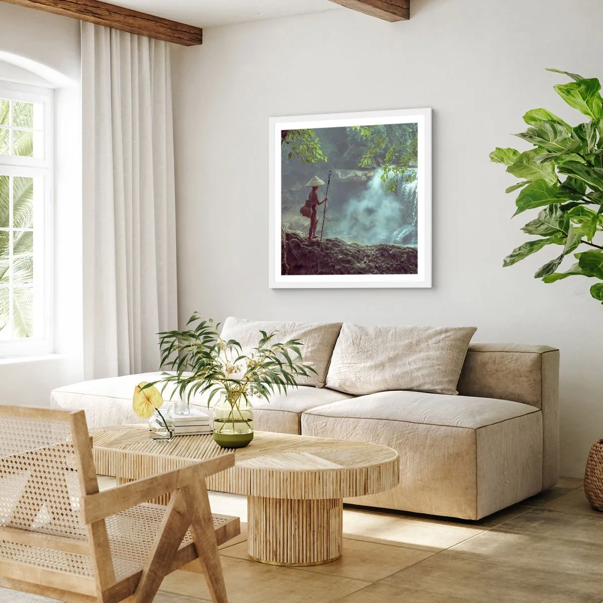 Póster en marco blanco - Amistad con la naturaleza - 60x60 cm