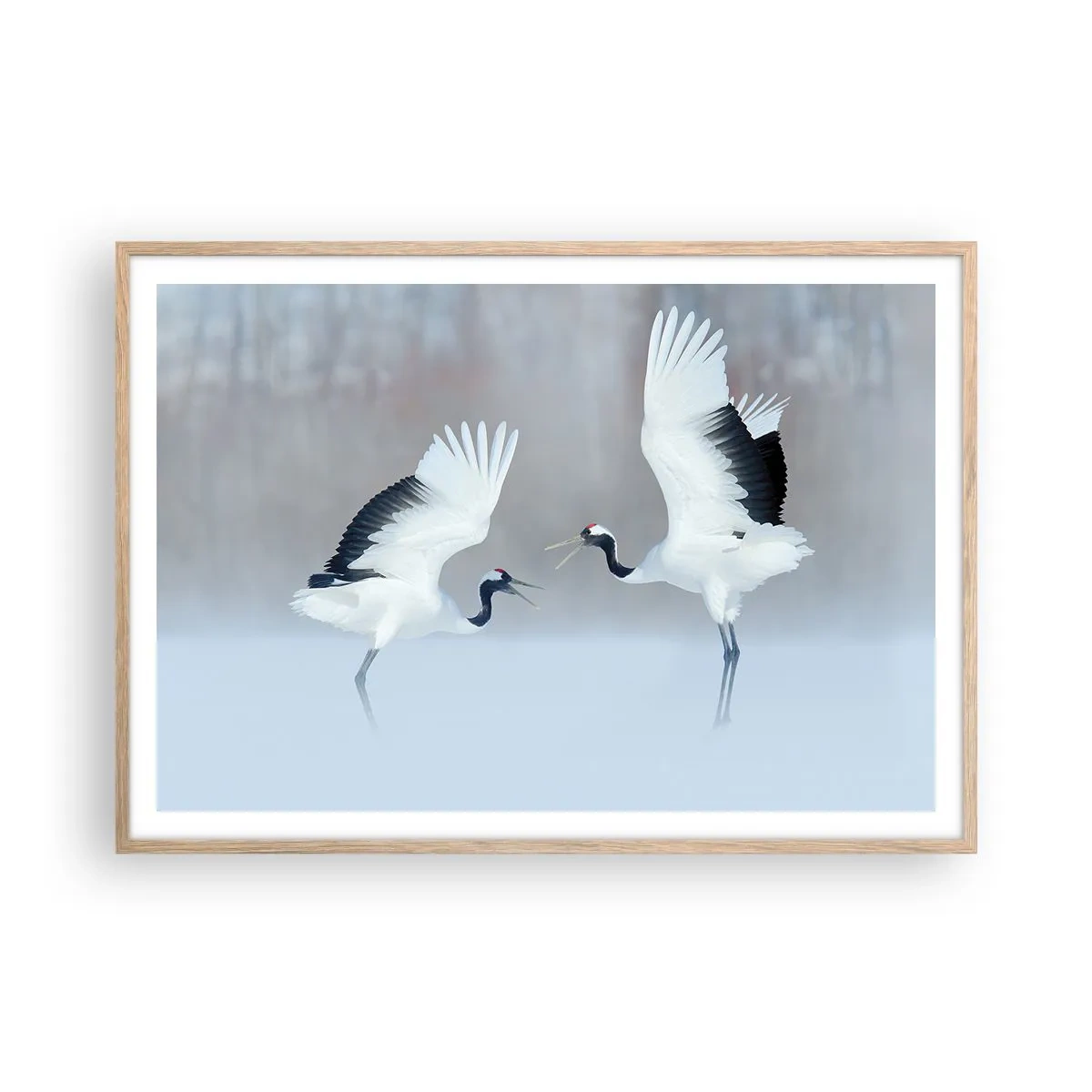 Póster en marco roble claro - Danza en la niebla - 100x70 cm