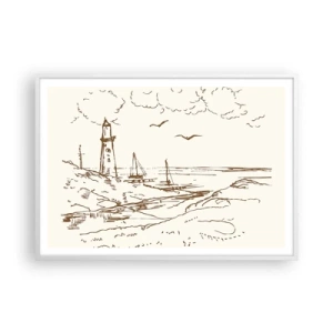 Póster en marco blanco - Un esbozo de un recuerdo de verano - 100x70 cm