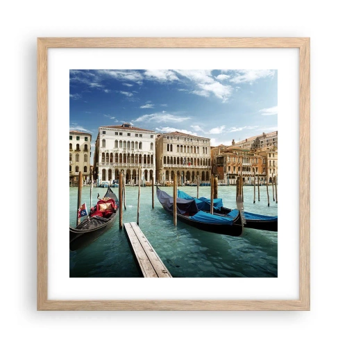 Póster en marco roble claro - Palacios en azul - 40x40 cm