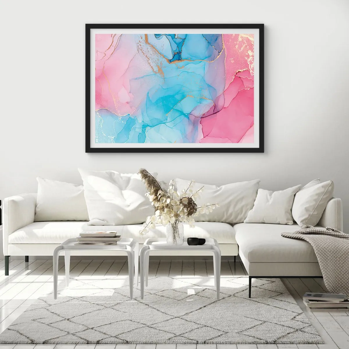 Póster en marco negro - Reuniones y encuentros de colores - 50x40 cm