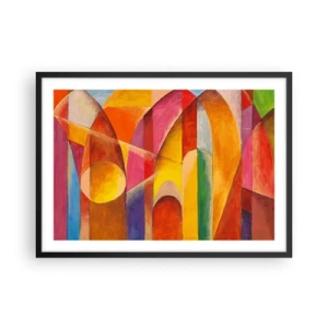 Póster en marco negro - Una composición abstracta llena de formas geométricas coloridas. - 70x50cm - Catedral del sol - Decoración de pared moderna para salón y dormitorio ARTTOR