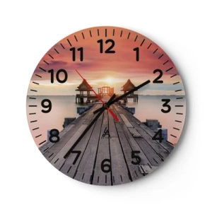 Reloj de pared - Reloj de vidrio - De este a oeste - 30x30 cm