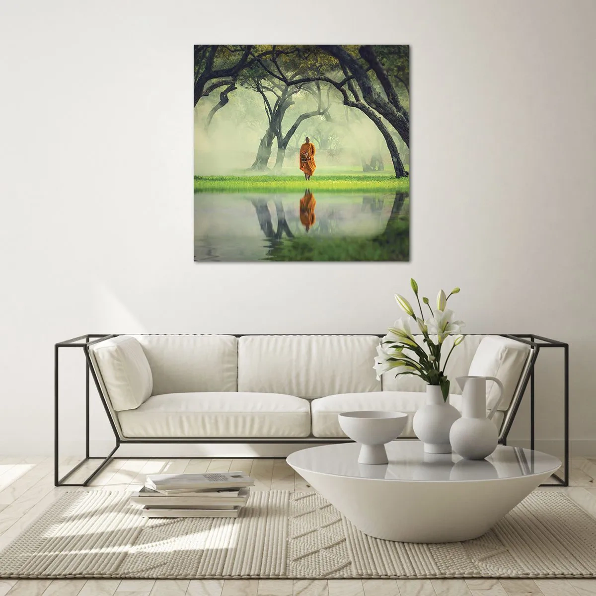 Cuadro sobre vidrio - Impresiones sobre Vidrio - En el camino de la iluminación - 50x50 cm