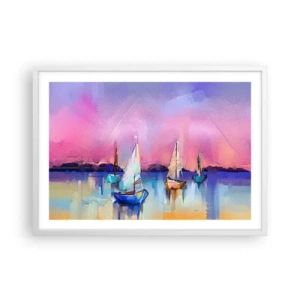 Póster en marco blanco - Dirección alta mar - 70x50 cm