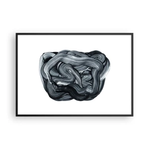 Póster en marco negro - Composición abstracta en tonos de gris - 100x70cm - No es tan sencillo - Decoración de pared moderna para salón y dormitorio ARTTOR