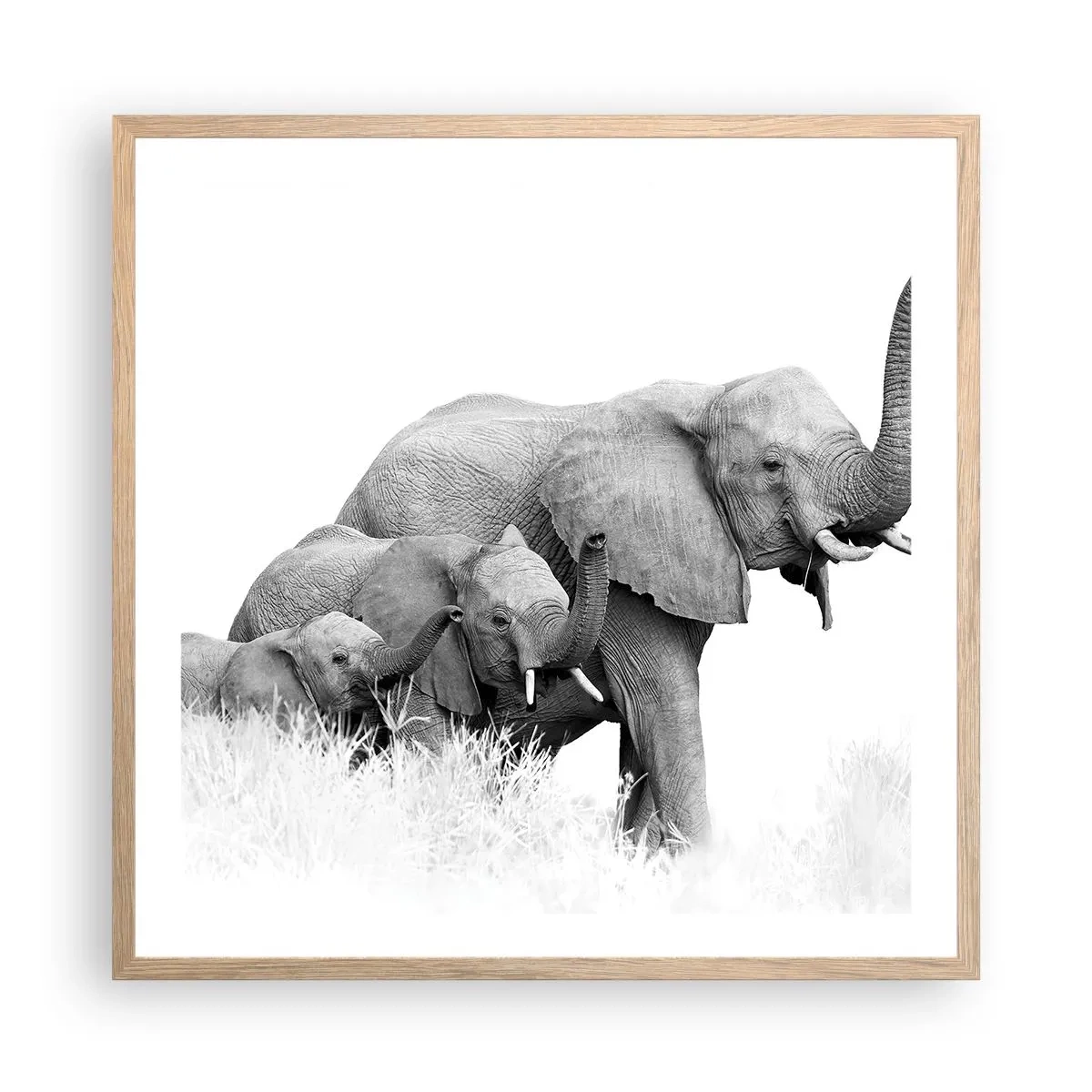 Póster en marco roble claro - Uno, dos, tres - 60x60 cm