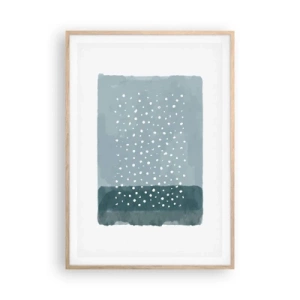 Póster en marco roble claro - Creación sobre azul - 70x100 cm