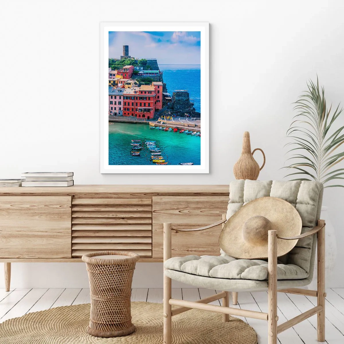 Póster en marco blanco - Pueblo mágico del Mediterráneo - 61x91 cm