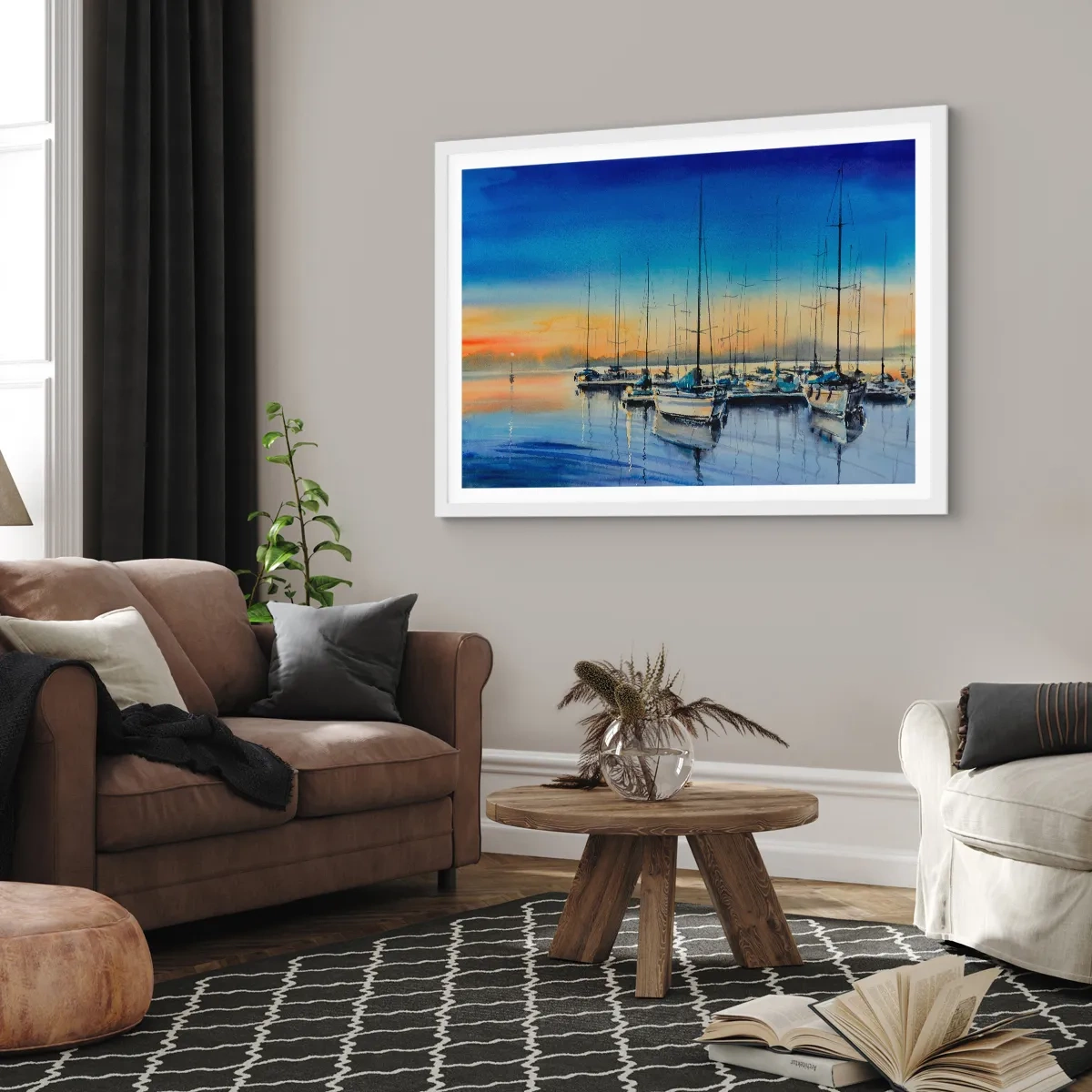Póster en marco blanco - El final de un buen día - 100x70 cm
