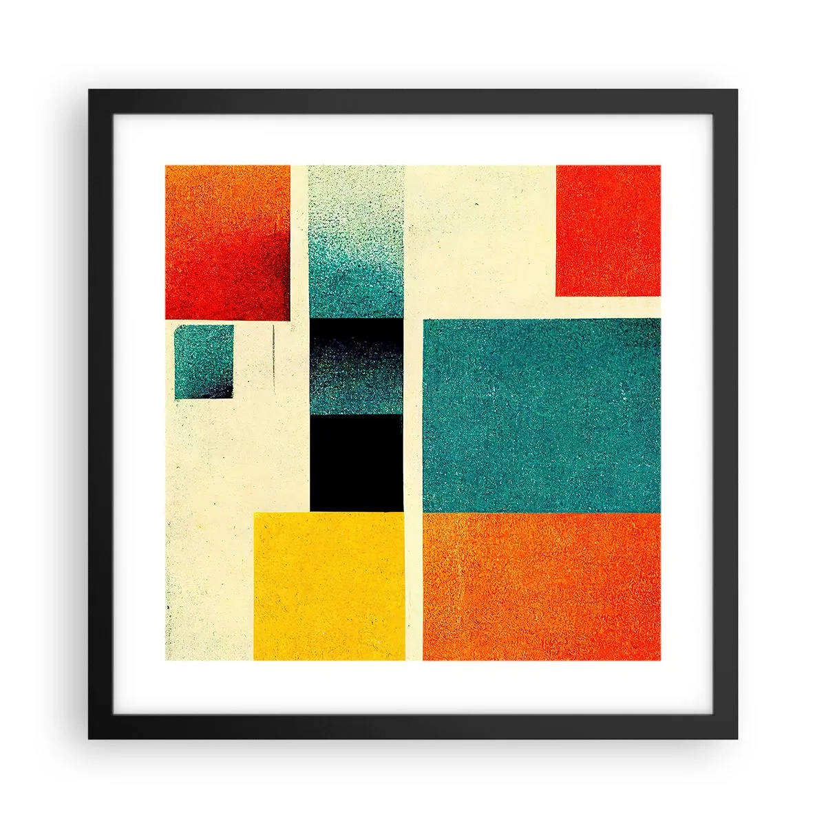 Póster en marco negro - Abstracción geométrica - buena energía - 40x40 cm