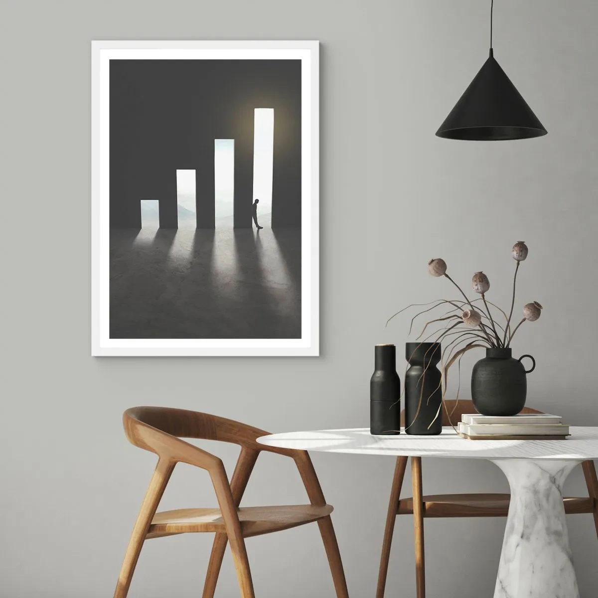 Póster en marco blanco - El camino del éxito - 70x100 cm