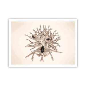 Póster - Composición abstracta de bailarines en movimiento. - 100x70cm - Floreciendo en la danza - Decoración de pared moderna para salón y dormitorio ARTTOR