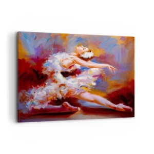 Cuadro sobre lienzo - Impresión de Imagen - Una bailarina en pose dinámica entre colores pastel. - 120x80cm - El lago de los cisnes - Decoración de pared moderna para salón y dormitorio ARTTOR