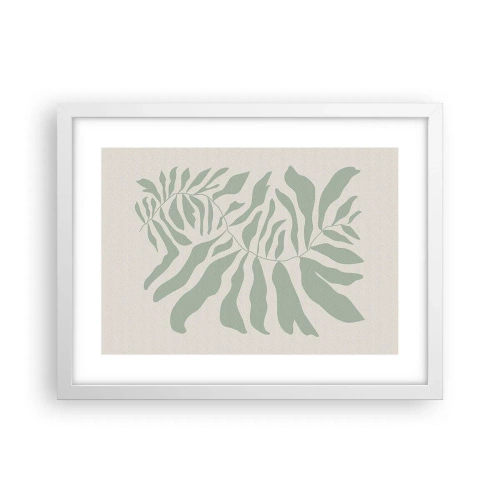 Póster en marco blanco - Rama esmeralda - 40x30 cm