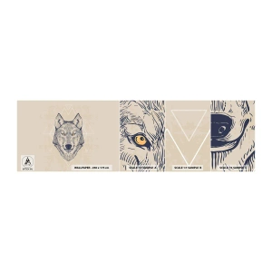 Muestra de fotomural autoadhesivo Deluxe Sticker - La mirada del lobo alfa - animales, Perro, perros esquimales - 100x30 cm