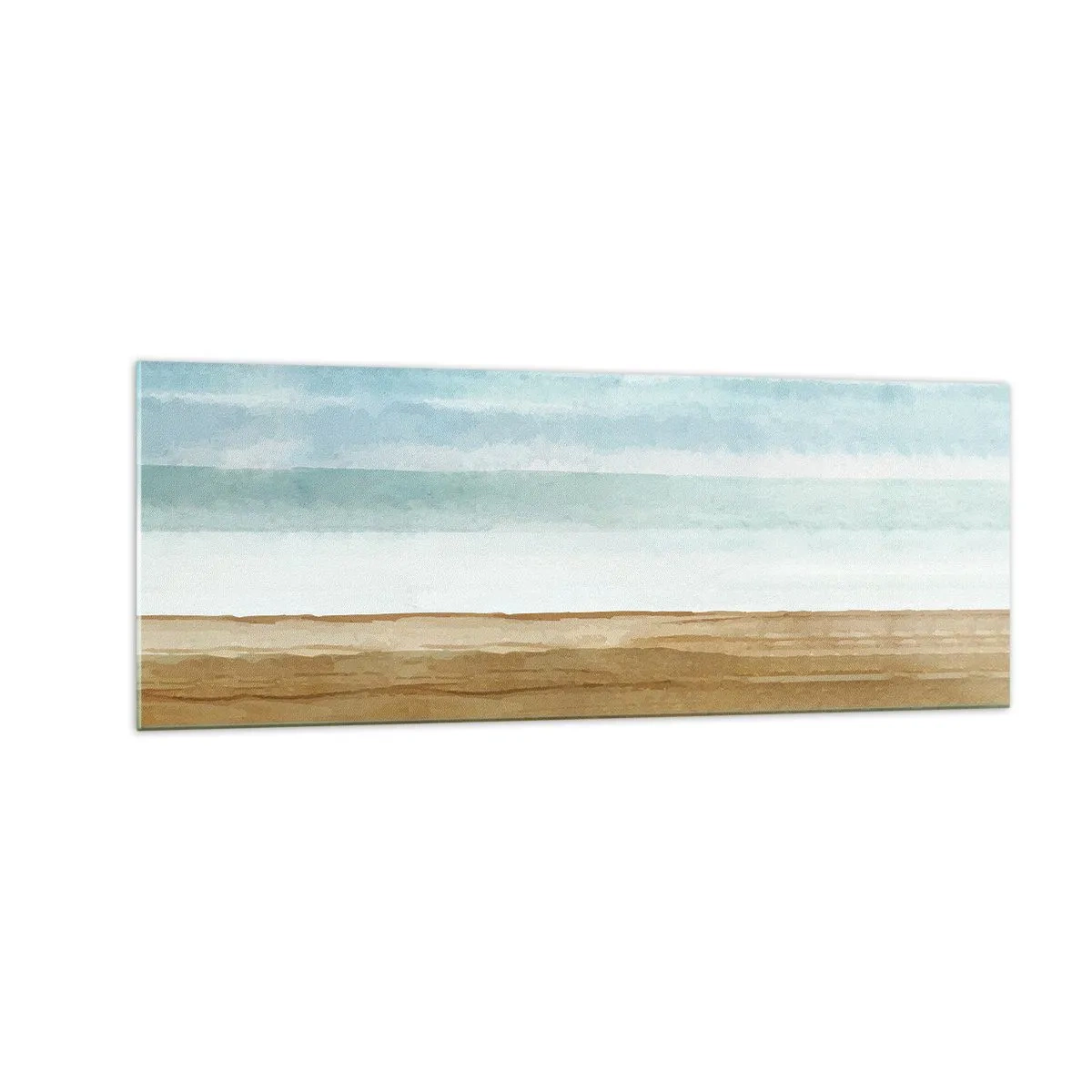 Cuadro sobre vidrio - Impresiones sobre Vidrio - Paisaje de playa abstracto en tonos pastel - 140x50cm - Serenidad - Decoración de pared moderna para salón y dormitorio ARTTOR