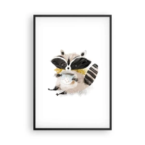Póster en marco negro - Mi amigo mapache - 61x91 cm