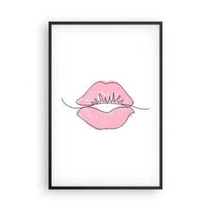 Póster en marco negro - ¿Listo para un beso? - 61x91 cm