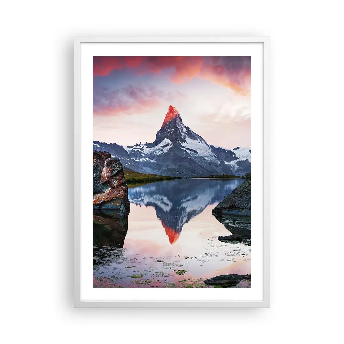 Póster en marco blanco - El corazón de las montañas arde - 50x70 cm