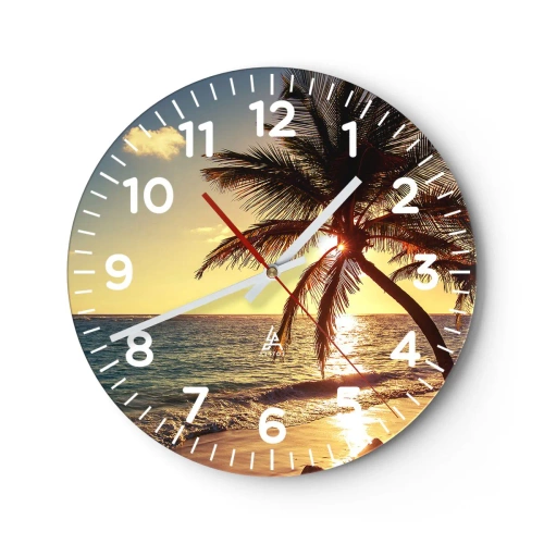 Reloj de pared - Reloj de vidrio - Verano bajo las palmeras - 40x40 cm