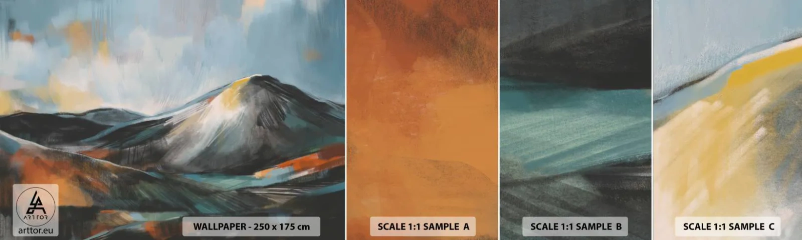 Muestra De Fotomural Standard Eco - Crudo y bello - Pedazo, Montañas, Paisaje - 100x30 cm