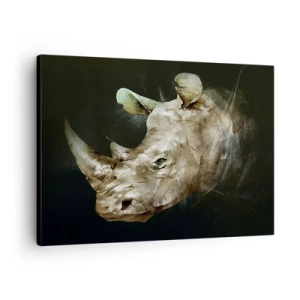 Cuadro sobre lienzo - Impresión de Imagen - Retrato de un rinoceronte en forma artística - 70x50cm - La verdadera fuerza - Decoración de pared moderna para salón y dormitorio ARTTOR