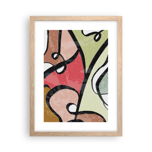 Póster en marco roble claro - Piruetas entre colores - 30x40 cm