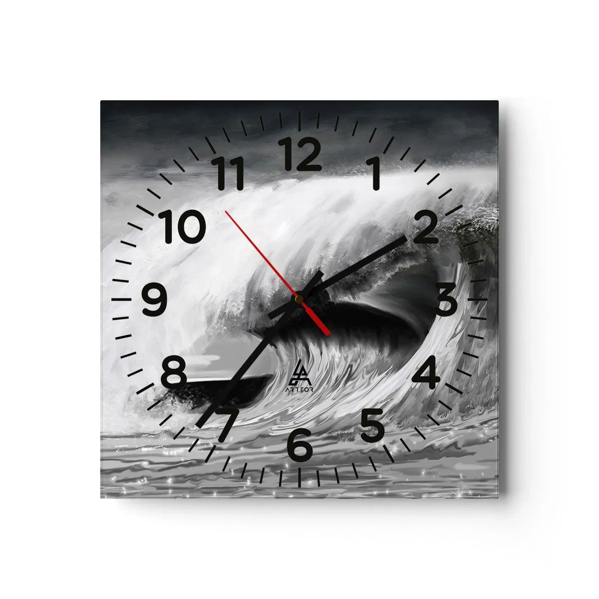 Reloj de pared - Reloj de vidrio - La ira del océano - 40x40 cm