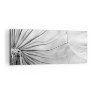 Cuadro sobre lienzo - Impresión de Imagen - Delicados dientes de león en tonos blanco y negro. - 120x50cm - Caricias del viento - Decoración de pared moderna para salón y dormitorio ARTTOR