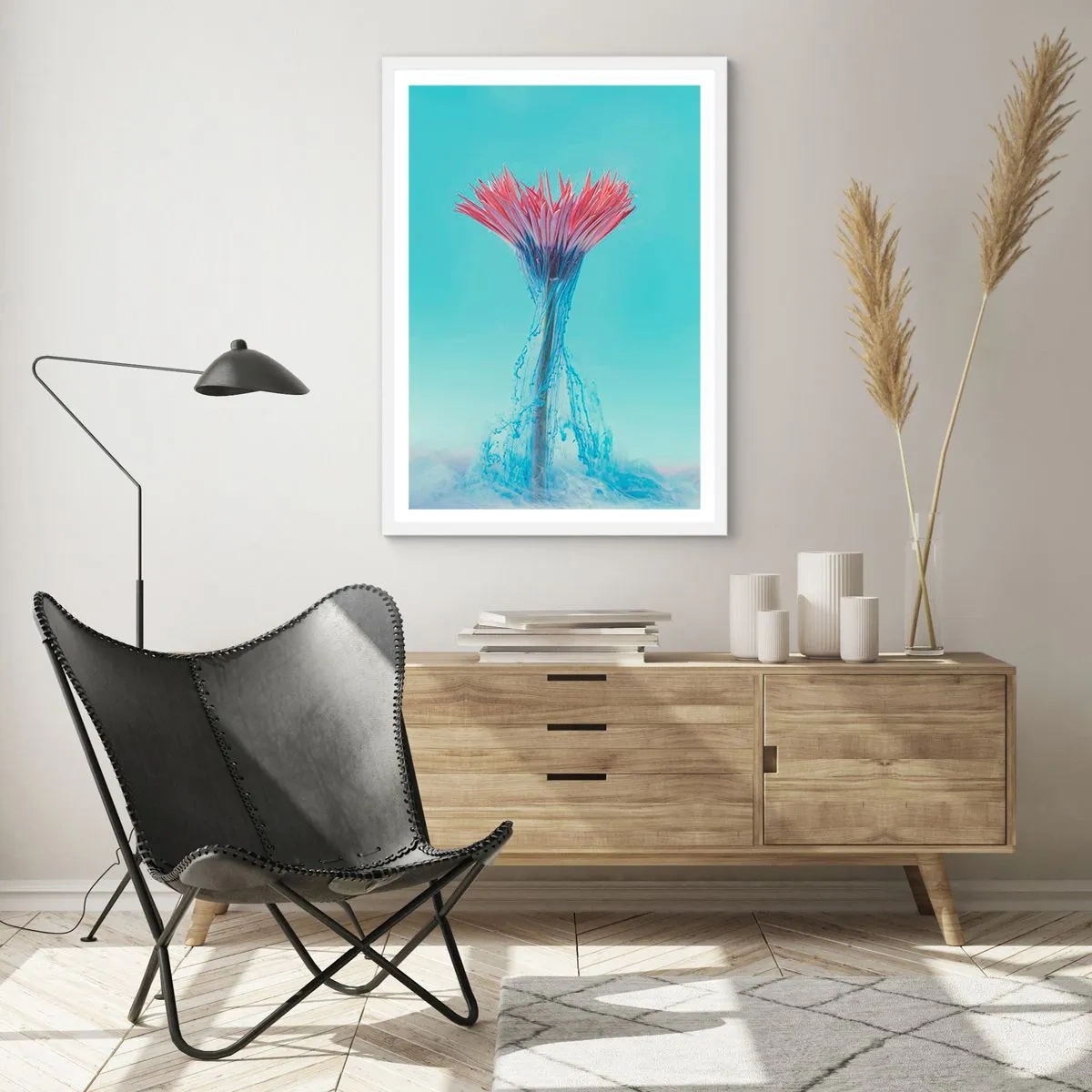 Póster en marco blanco - En un abrazo vigorizante - 30x40 cm