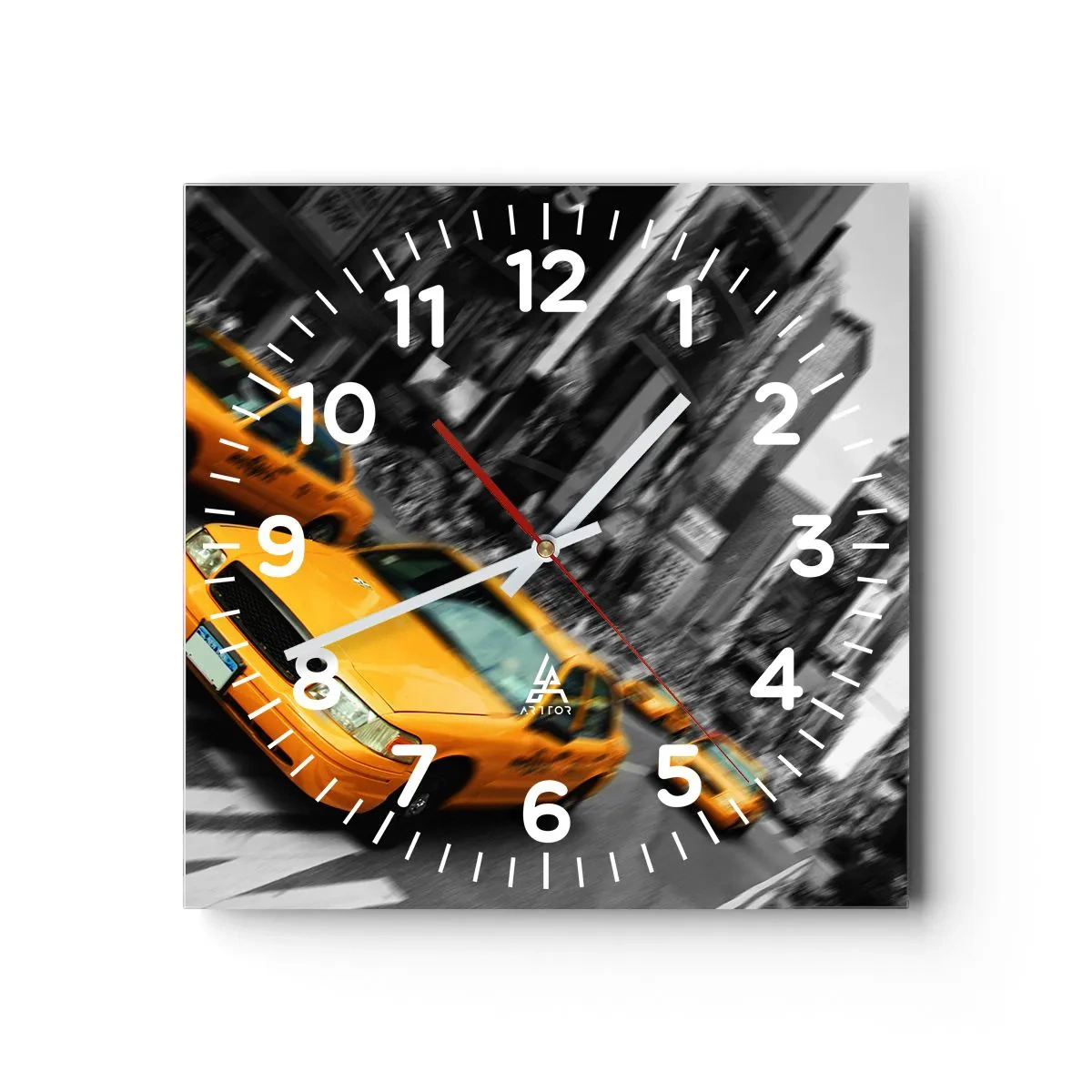 Reloj de pared - Reloj de vidrio - El sol cae sobre Nueva York - 30x30 cm