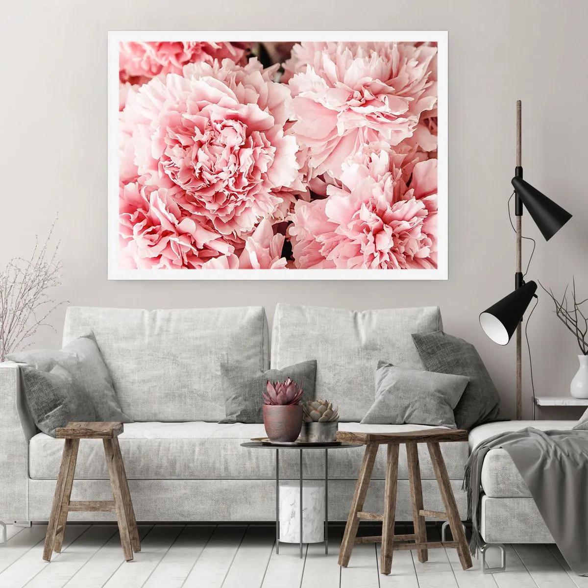 Póster - Peonías rosas sutiles en un entorno delicado. - 100x70cm - Sueño rosa - Decoración de pared moderna para salón y dormitorio ARTTOR