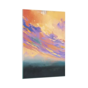 Cuadro sobre vidrio - Impresiones sobre Vidrio - Una escena dinámica con figuras contra un cielo colorido al atardecer. - 80x120cm - Fuerza de atracción - Decoración de pared moderna para salón y dormitorio ARTTOR