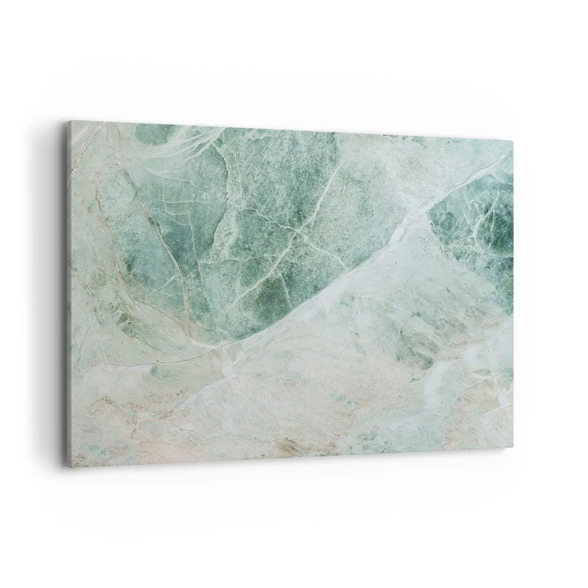 Cuadro sobre lienzo - Impresión de Imagen - Mármol verde con delicadas vetas blancas. - 120x80cm - El noble frescor de la piedra - Decoración de pared moderna para salón y dormitorio ARTTOR