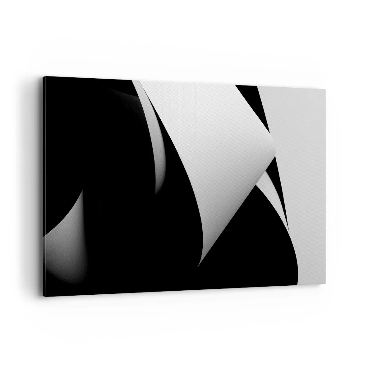 Cuadro sobre lienzo - Impresión de Imagen - Formas abstractas en blanco y negro con contrastes llamativos. - 120x80cm - Planos de luz desde las profundidades de la sombra - Decoración de pared moderna para salón y dormitorio ARTTOR
