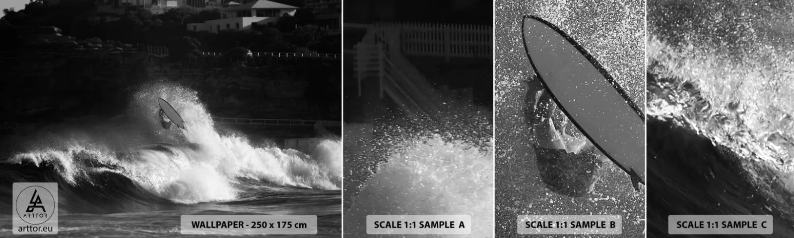 Muestra de fotomural autoadhesivo Deluxe Sticker - Desafío aceptado - Surf, Ola, Deportes acuáticos - 100x30 cm