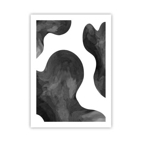 Póster - Composición abstracta en blanco y negro con formas orgánicas. - 50x70cm - El blanco fluye sobre el negro - Decoración de pared moderna para salón y dormitorio ARTTOR